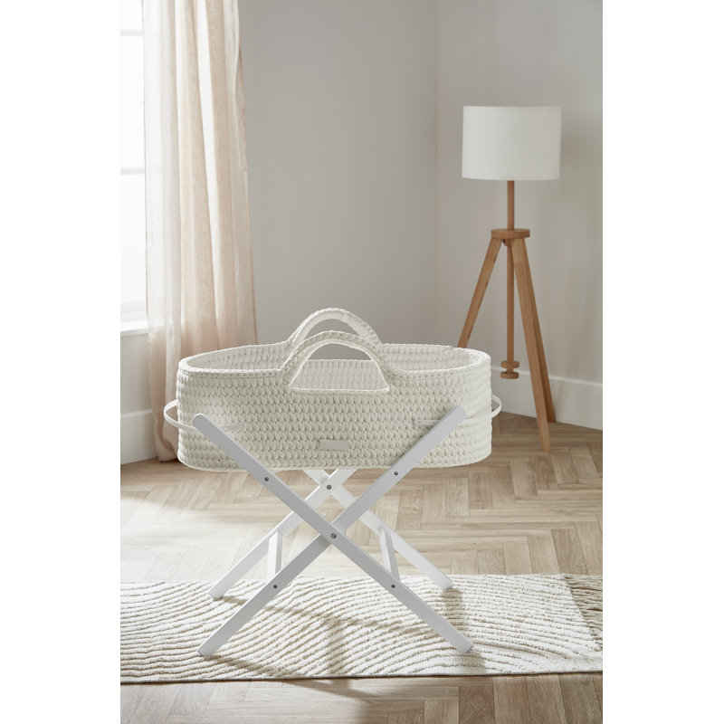 Nova Moses Basket & White Stand, Cloud
