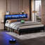 Brisna Bed Frame Upholstered Headboard Bed with Storage LED and Charge Station-2036919623-2036919622