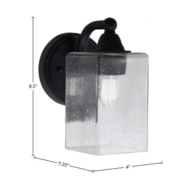 Paramount Wall Sconce Shown In Matte Black Finish With 4" Square Clear Bubble Glass