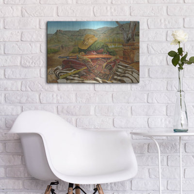 Luxe Metal Art 'Hunting Still Life 3' by Delene Lambert Metal Wall Art