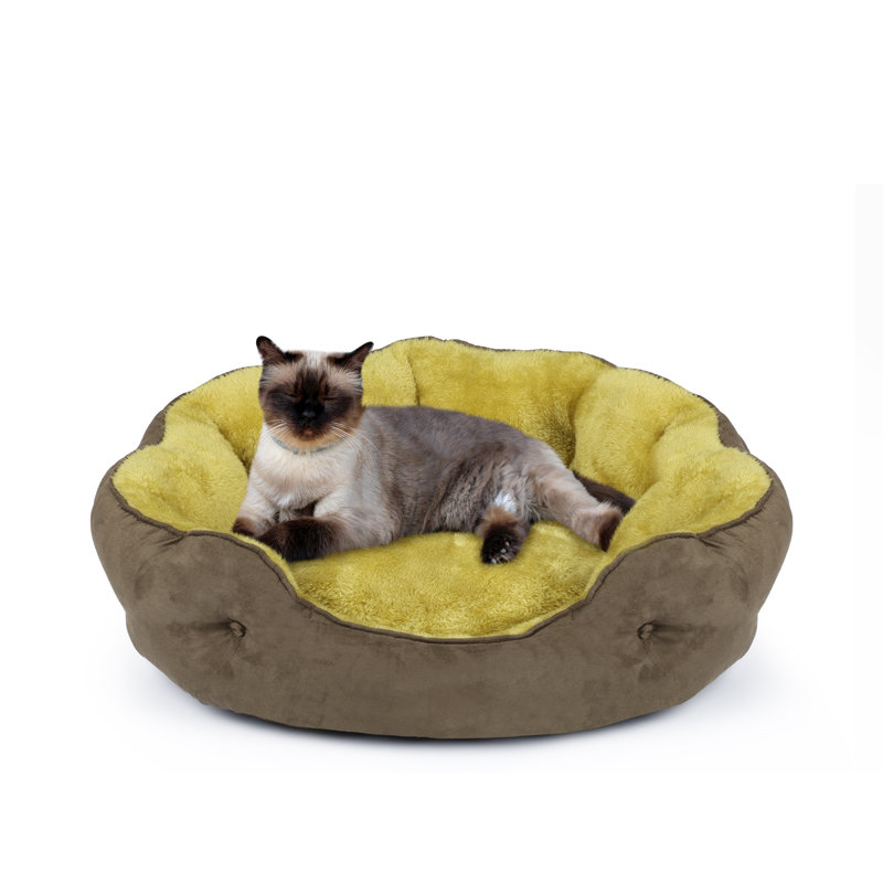 Round Cat Bed, Brownish Yellow, Small 20" L x 19" W