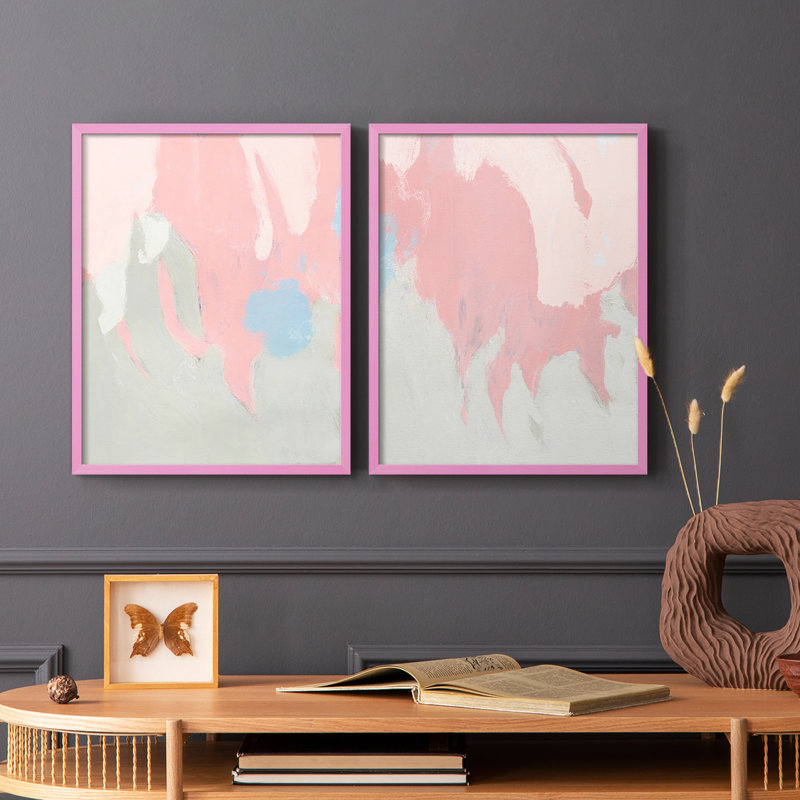 «Blush Abstract I», reproduction encadrée de qualité supérieure - prête à être accrochée - aucun clou requis - aucun clou requis