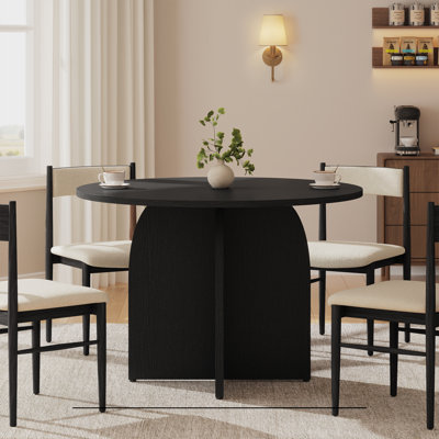 43.3-inch Round Dining Curved-Leg Table for 3-5