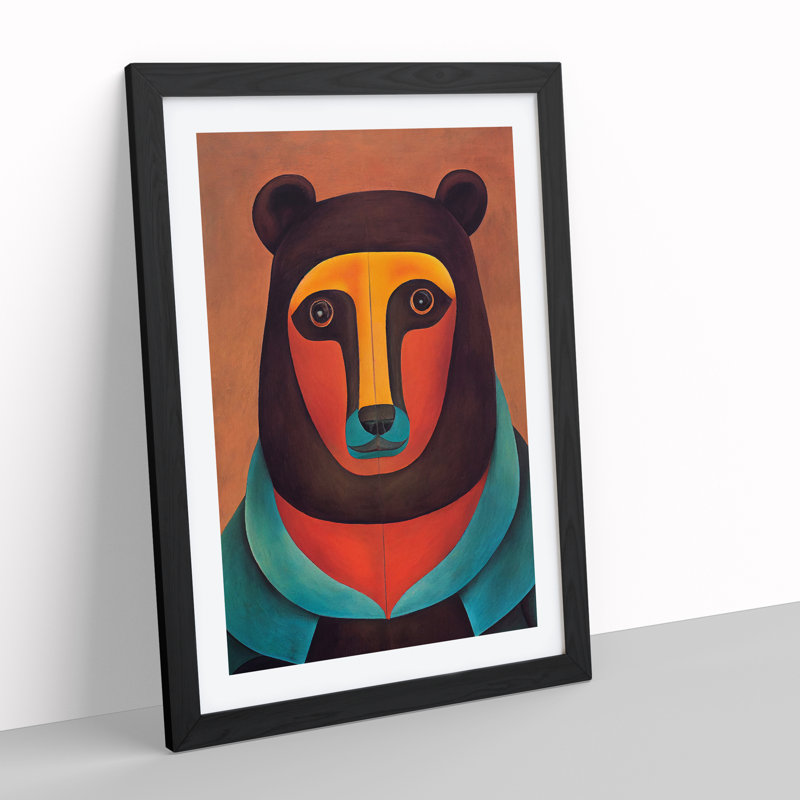 XV1022-4714X Traditional Bear No.4 Abstract - Print, White, Black Framed Paper, 36cm H x 27cm W