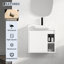 Meuble-lavabo mural moderne de 61 cm (24 po), lavabo en céramique blanche, charnières à fermeture douce, fini lustré, deux espaces de rangement ouverts. Meuble-lavabo blanc, porte fermée, emballage démontable.