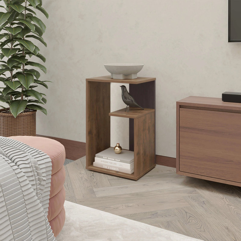 Table d'appoint avec rangement ouvert, Brun