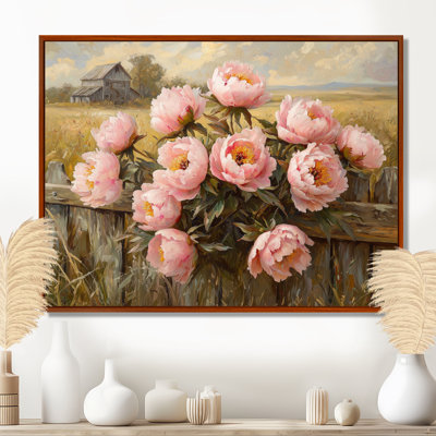 Donnajean Pivoines par la ferme clôture I - pivoines, art mural