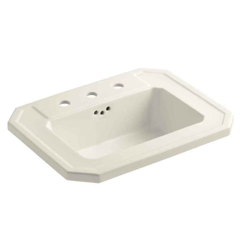 Kathryn® Vitreous China Rectangular Drop-In Bathroom Sink with Overflow, Biscuit