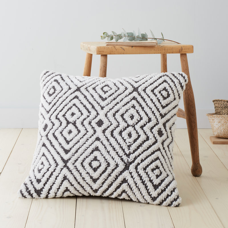 Ikat Square Cushion Cover, Black/White