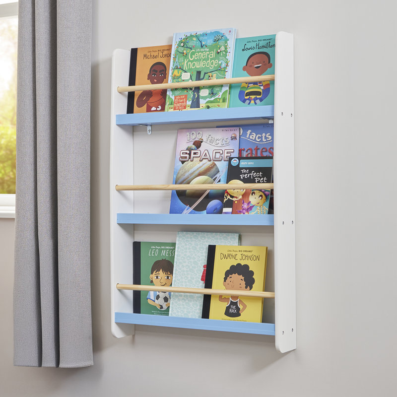 Kids Picture Book Wall Bookshelf, White/Blue