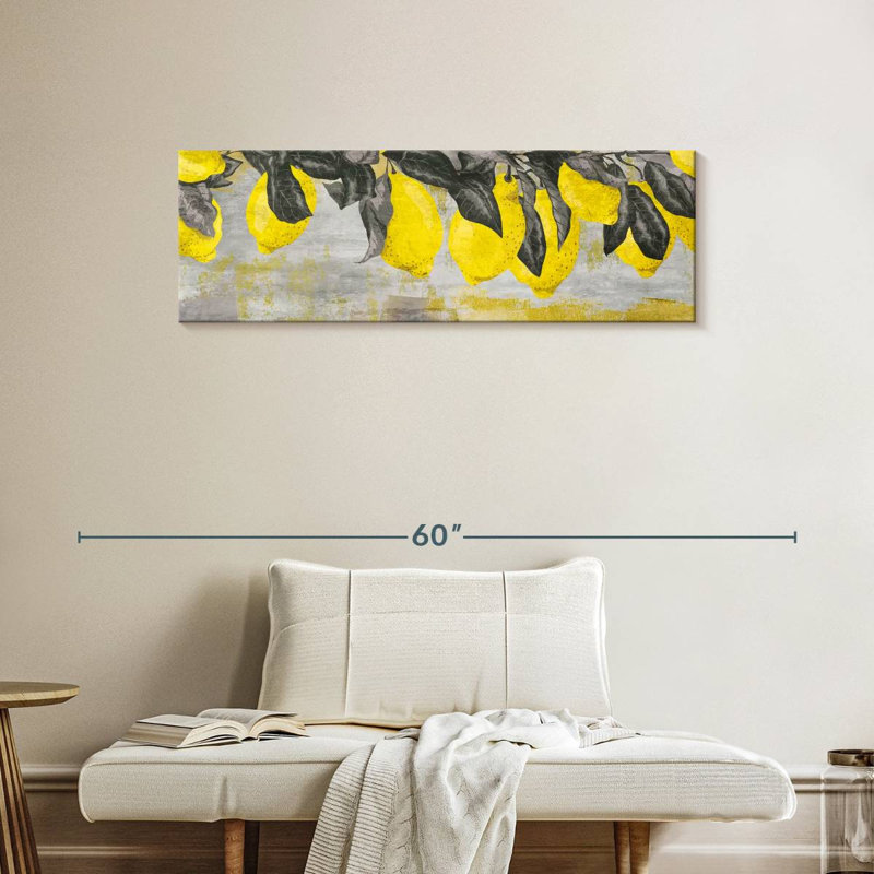 Citrons mûres sur toile, H 14 po x l 42 po x P 1,25 po