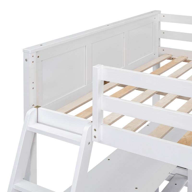 Lit superposé avec bureau, Double sur double, Blanc