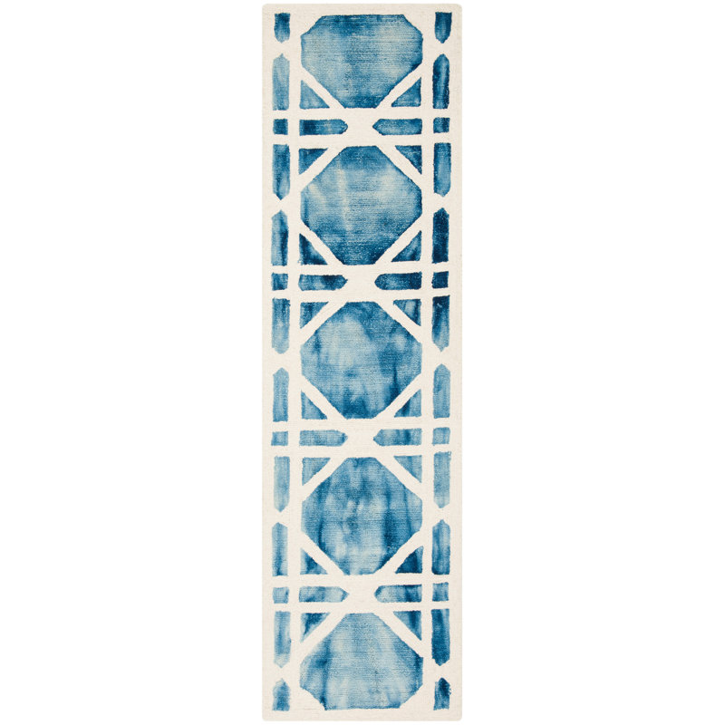 Dip Dye Hand Tufted Wool Geometric Rug, Runner 2'3" x 6'