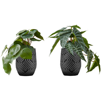 Plantes artificielles d'intérieur de 8 po de hauteur avec 8 pots et feuilles de 8 po de hauteur pour la table