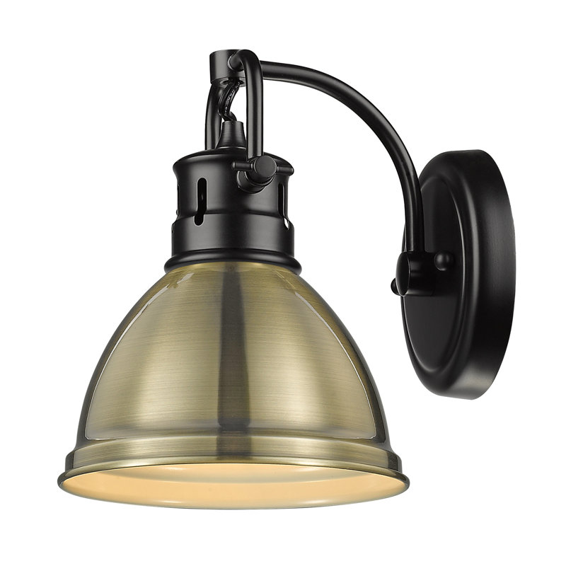 Applique murale 1 lumière pour salle de bain Calico, Noir mat, Laiton vieilli