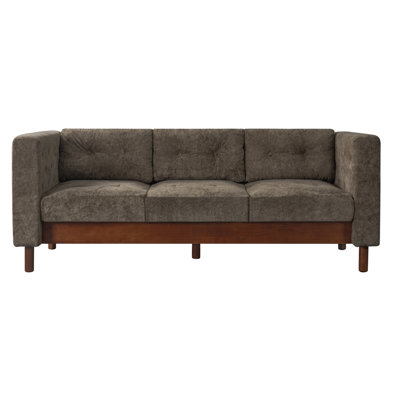 Canapé 3 places en chenille pour le salon, canapé moderne en tissu 78 po avec coussin à ressorts ensachés et dossier capitonné, canapé à accoudoirs carrés avec pieds en bois d'hévéa massif pour appartement