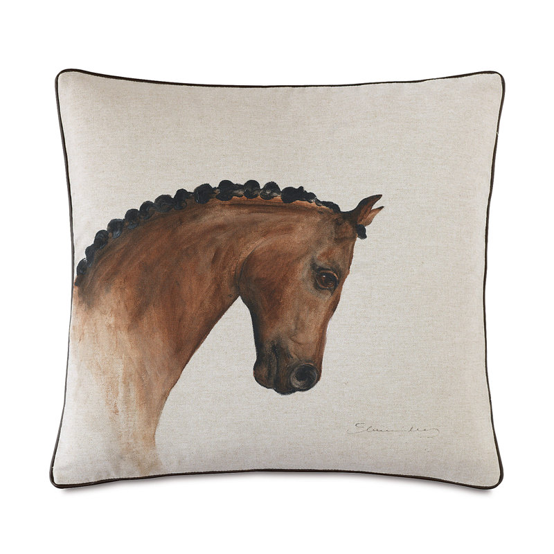 Handpainted Equestrian Horse Square Cotton-Blend Pillow