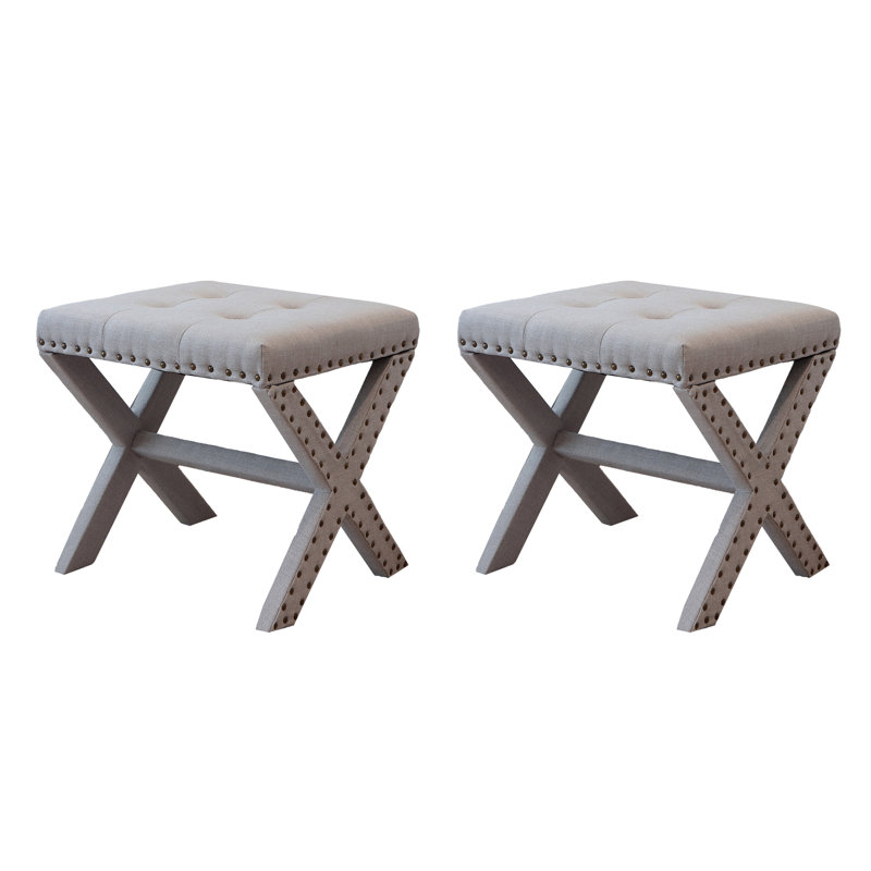Solid + Manufactured Wood Accent Stool, Light Gray