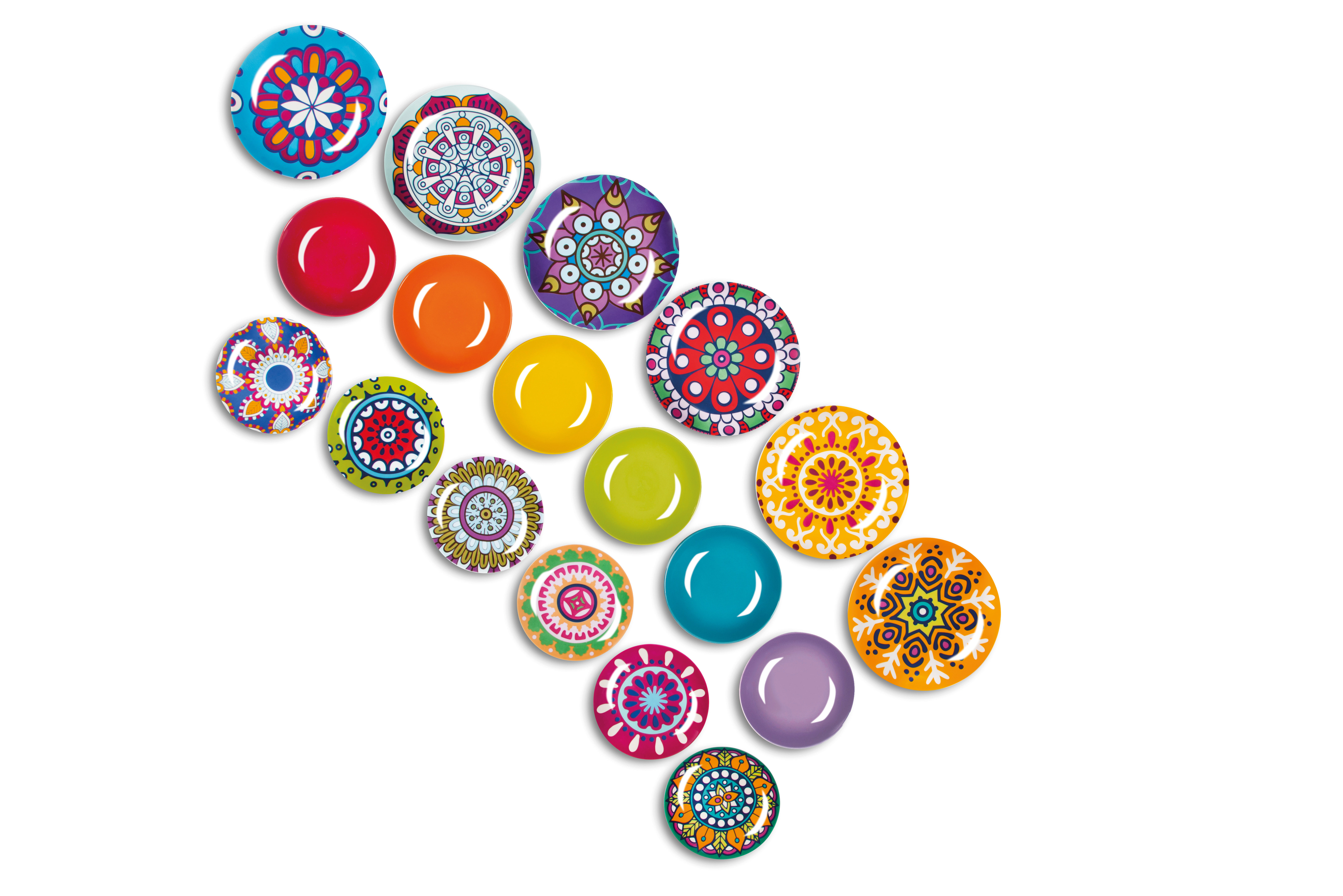 Excelsa Mandala Etno Service De 24 Couverts Pour 6 Personnes, Acier Inoxydable 18/0, Poignée Colorée