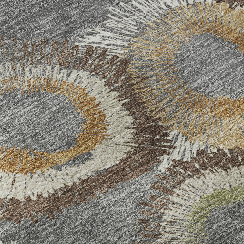 Premium Machine Washable Mayfield AMF2278 Geometric Rug, Gray, 3' x 5'