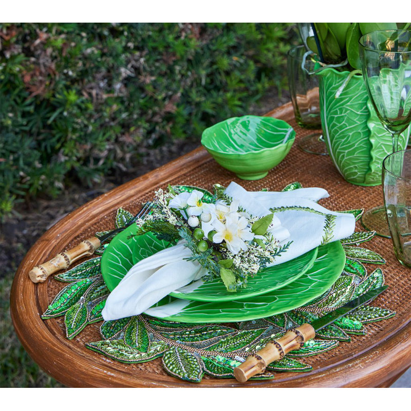 Jardin Napkin, White/Green