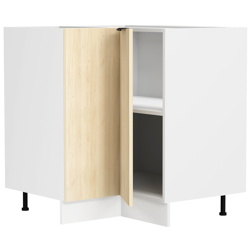 Serren 93Cm H x 76Cm W x 76Cm D Manufactured Wood Corner Base Cabinet, Honey oak/White