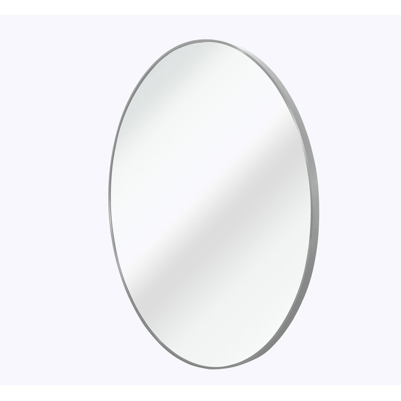 Metal Round Bathroom Mirror, 32" x 32", Silver