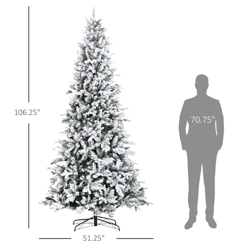 Arbre de Noël artificiel enneigé 9 pi avec 616 branches de cèdre réalistes HOMcom