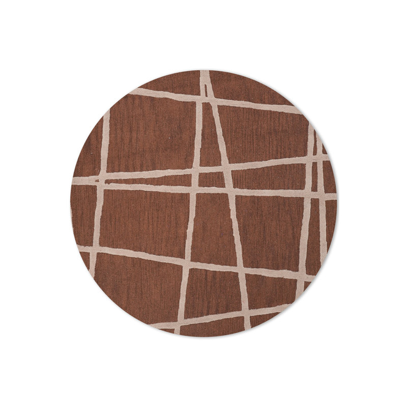 Tapis ronds touffetés à la main écologiques en laine - ronds, de couleur brune, de conception moderne et contemporaine, tapis épais antidérapants faits à la main pour le salon, la chambre à coucher