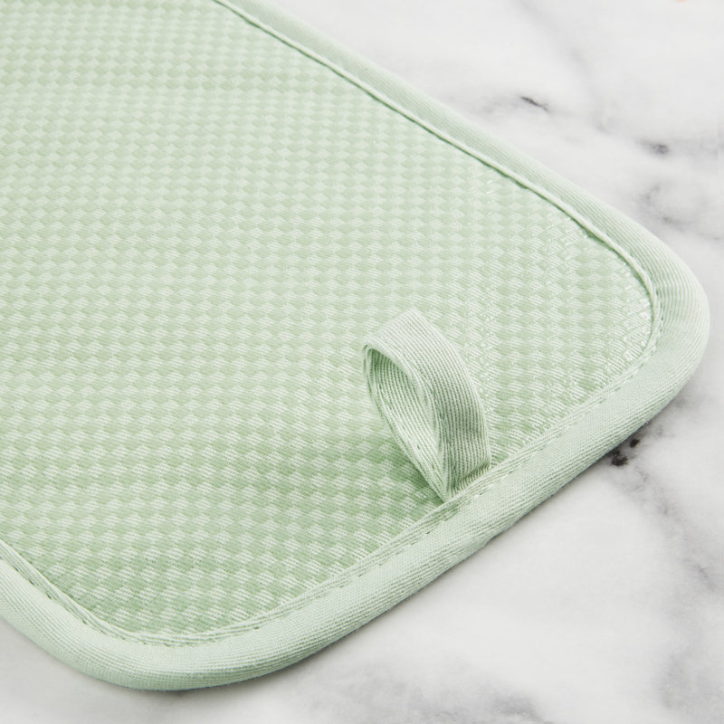 KitchenAid Gingham Pot Holder 2-Pack Set,, 7"x10", Light Green