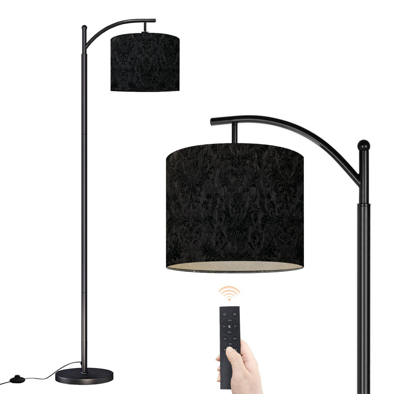Lampe sur pied à arc avec abat-jour ajustable Lampe sur pied de style gothique anthracite de luxe 3 températures de couleur Lampe à mât haut avec interrupteur au pied pour la chambre à coucher