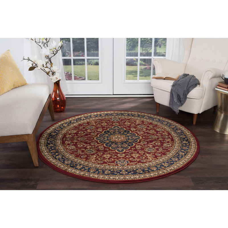 Tapis oriental rouge Clarence, Rond 7 pi 11 po