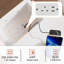 Bedside Table with 3 Drawers, White Bedside Cabinet with Push-Pull Top & RGB LED Light, Wooden Side Cabinet with UK Charging Station 1AC/2USB, Slim Storage Nightstand for Bedroom Living Room, UK Plug-933315114