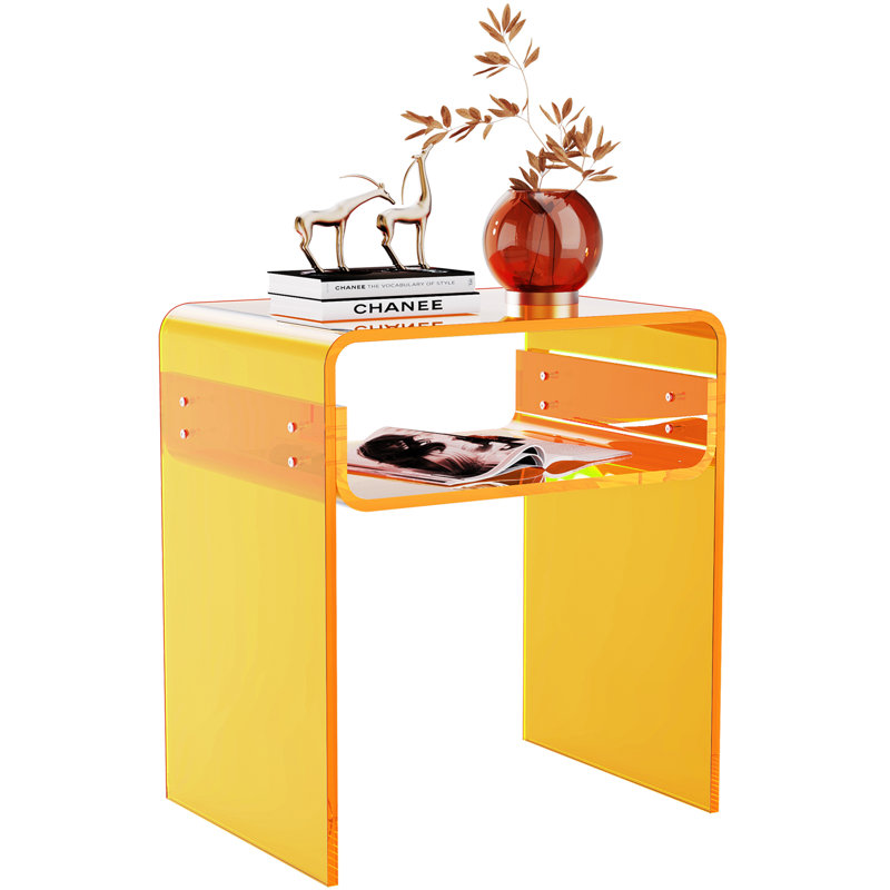 Devontre Modern Acrylic 2-Tier Home Decor, Nightstand, Anti-scratch Modern Side Table, Yellow