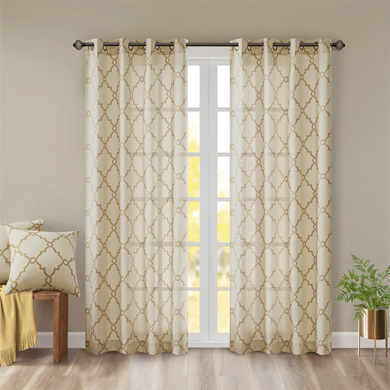 Panneau de rideau à œillets Frwork, L 50,02 po x L 84,03 po, Beige/or