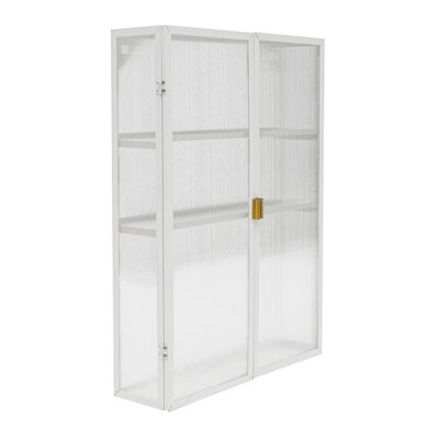3 Tiers Retro Style Haze Double PC Door Wall Cabinet With Detachable Shelves