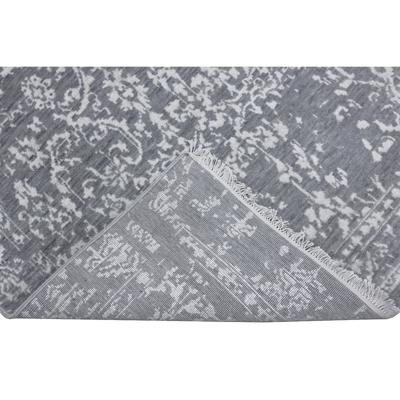 Hand-Knotted High-Quality Gray and Silver Area Rug, Rectangle 6' x 9'