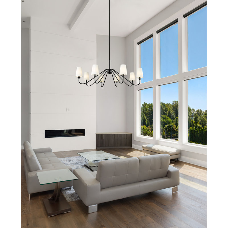 Lustre à 8 lumières Sujal, Noir mat