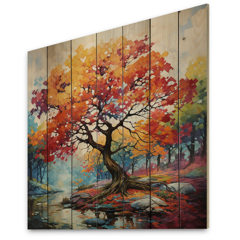 " Orange Yellow Maple Tree Maple Melody ", 35" H x 35" W x 0.78" D