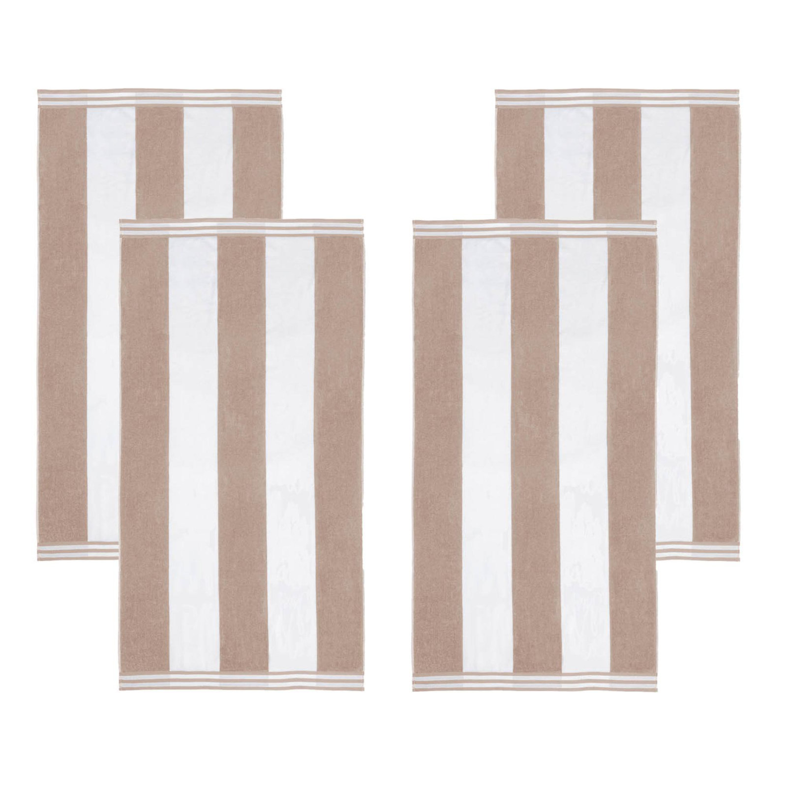 Calheta Cotton Oversized Cabana Stripe Beach Towels, Taupe, 4
