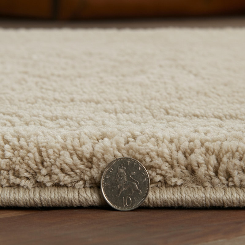 Verona Thick Cream Shaggy Area Rug – Soft Pile, Non-Slip, Durable Polypropylene Carpet for Living Room, Bedroom & Hallway
