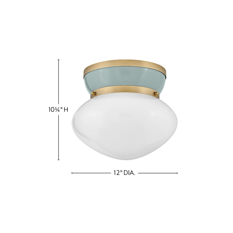 Misty Glass Flush Mount, Lacquered Brass