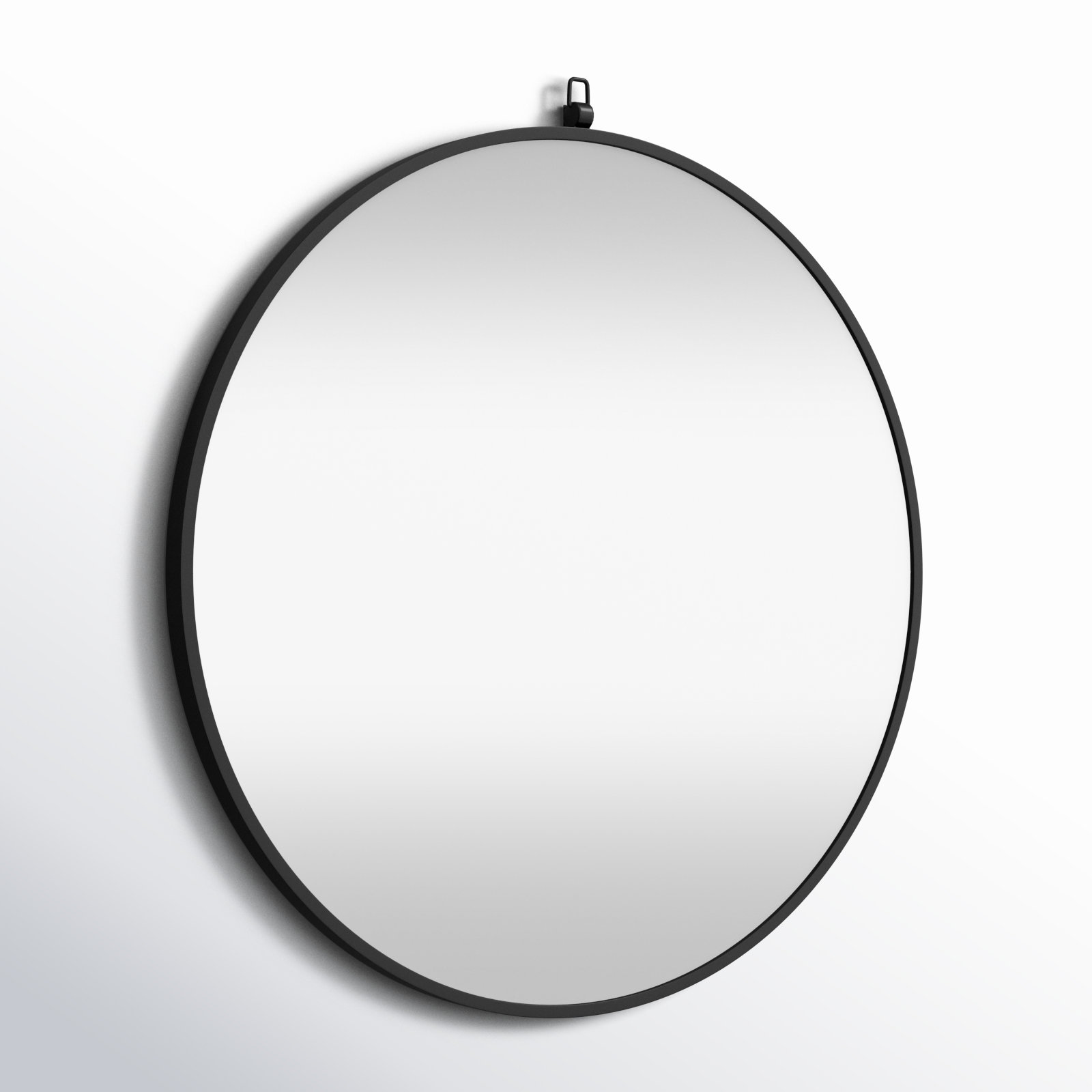Cassie Metal/Manufactured Wood Round Wall Mirror, Black, 36" x 36" 