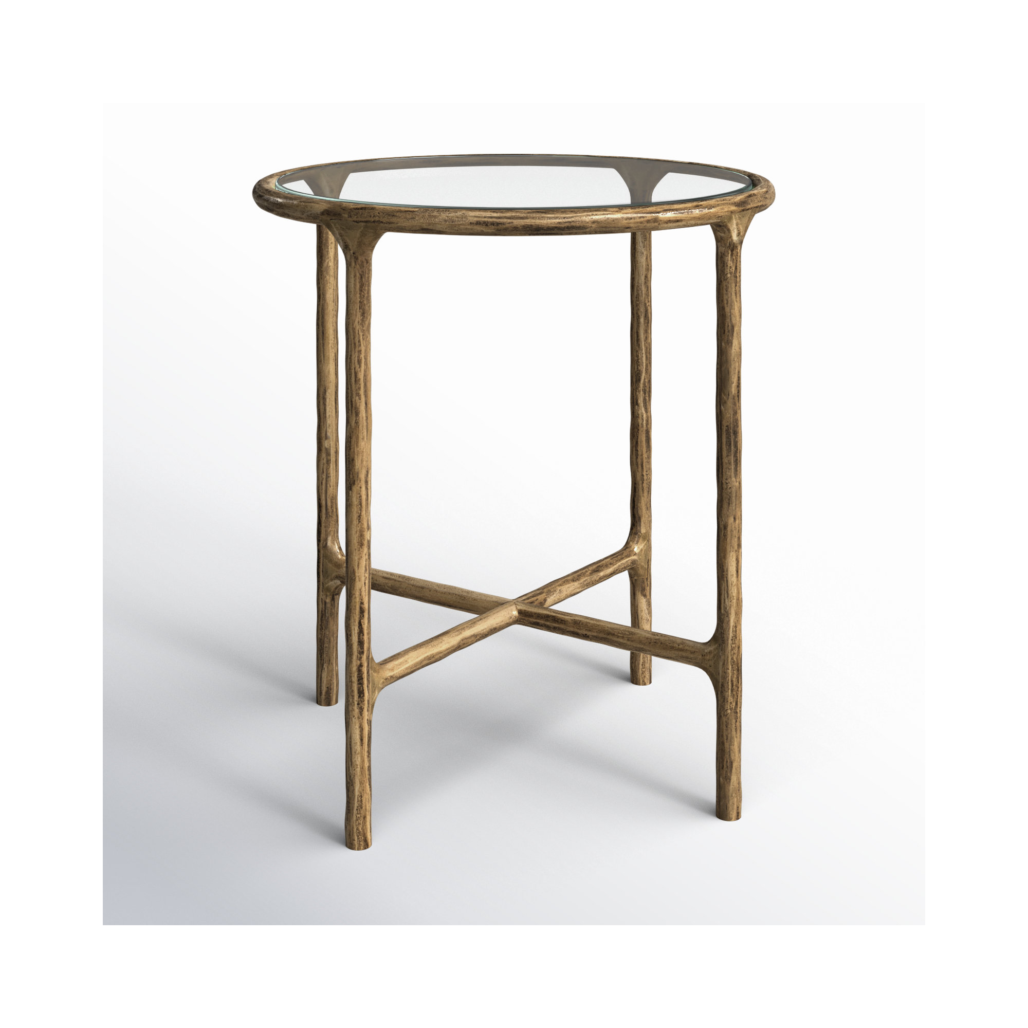 Evelynn End Table, Brass, Clear