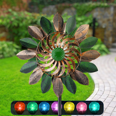 Aderyn Luma Wind Spinners Garden-Wind Sculptures & Spinners Garden Solar Powered Glass Ball Lights,Father's Day Gift(75inch)