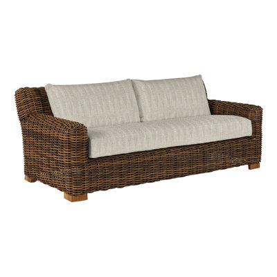 Montauk 84.25" Wide Outdoor Wicker Patio Sofa with Cushions