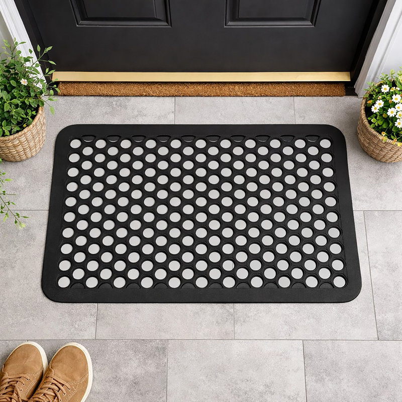 Tapis extérieur en caoutchouc pour garde-corps extérieur 24 po x 16 po - noir