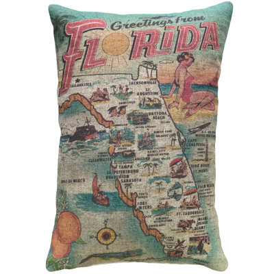Cianciolo Florida Map Linen Throw Pillow