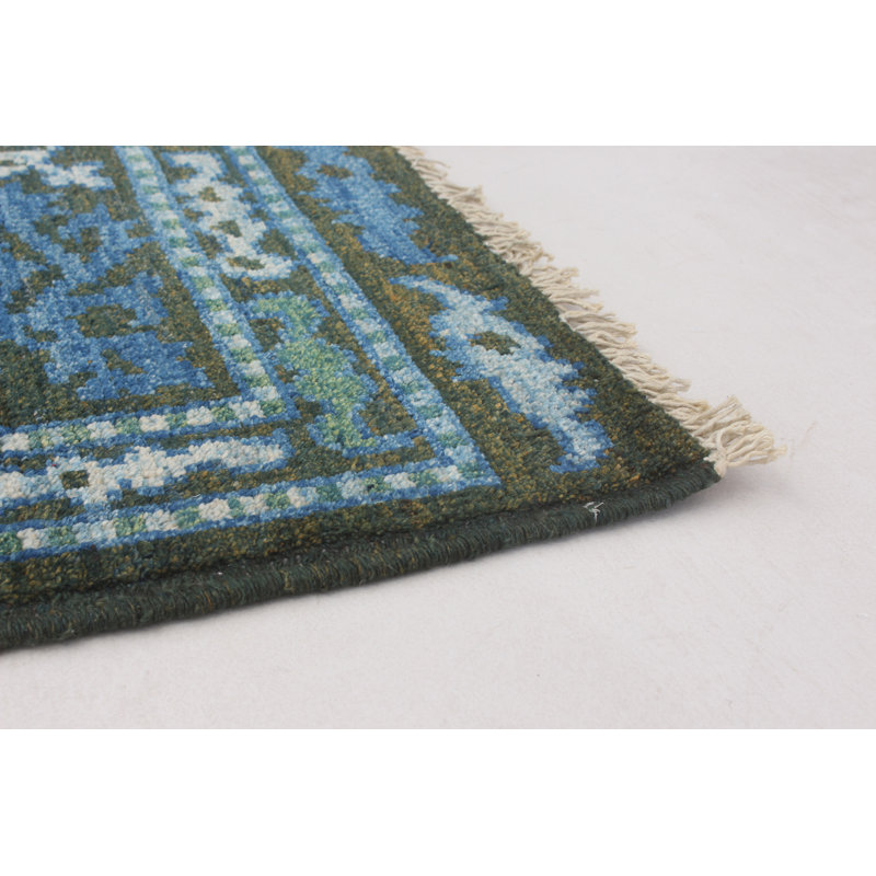 Tapis de bois one-of-kind à la main noué la 2010 shalimar brun foncé/bleu ardoise 5 pi x 8 pi Céline