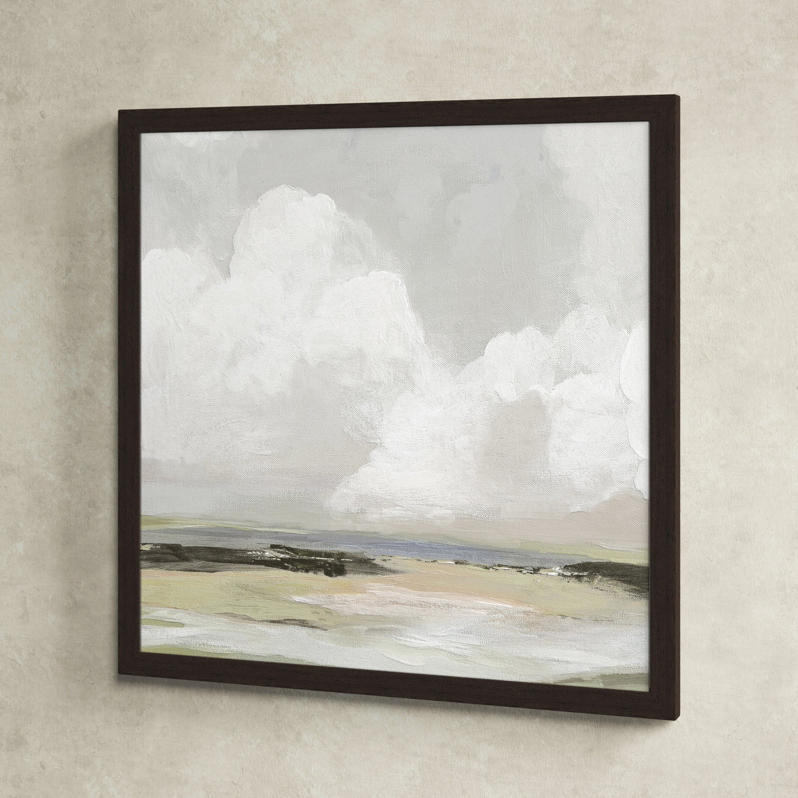 Weatherhill "Soft Clouds" Painting, 33" H x 33" W x 1.12" D, Walnut Framed
